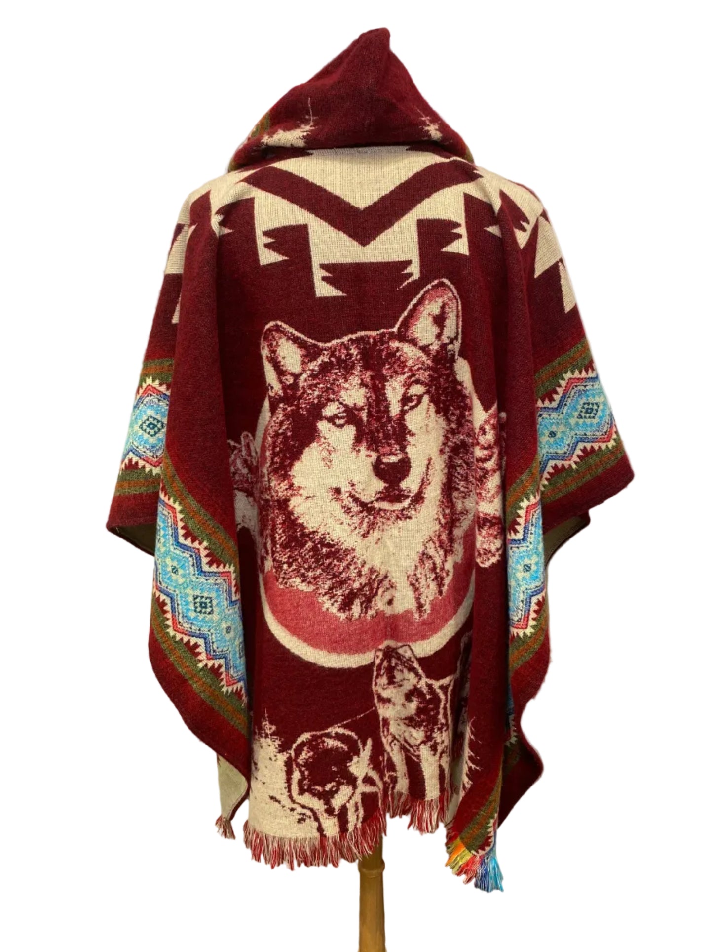 Wolf poncho Red