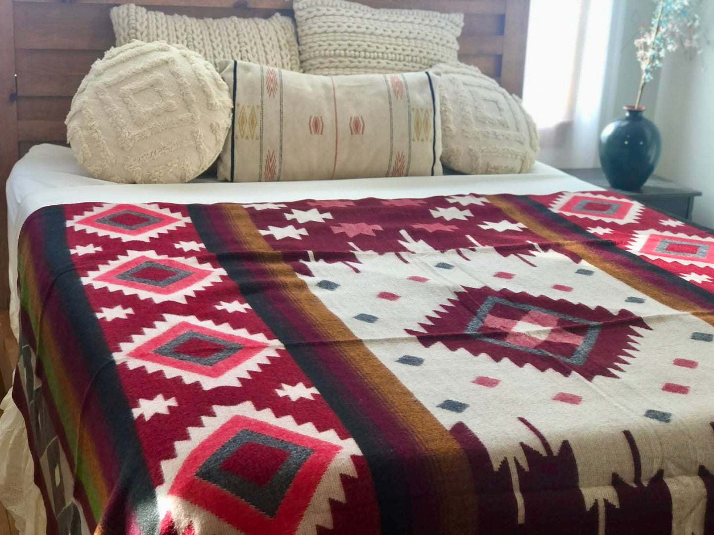 Alpaca Wool Blanket red wine color