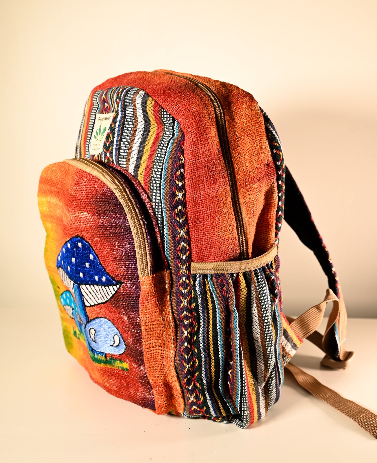 Hemp BackPack - tie dye - blue Mashroom