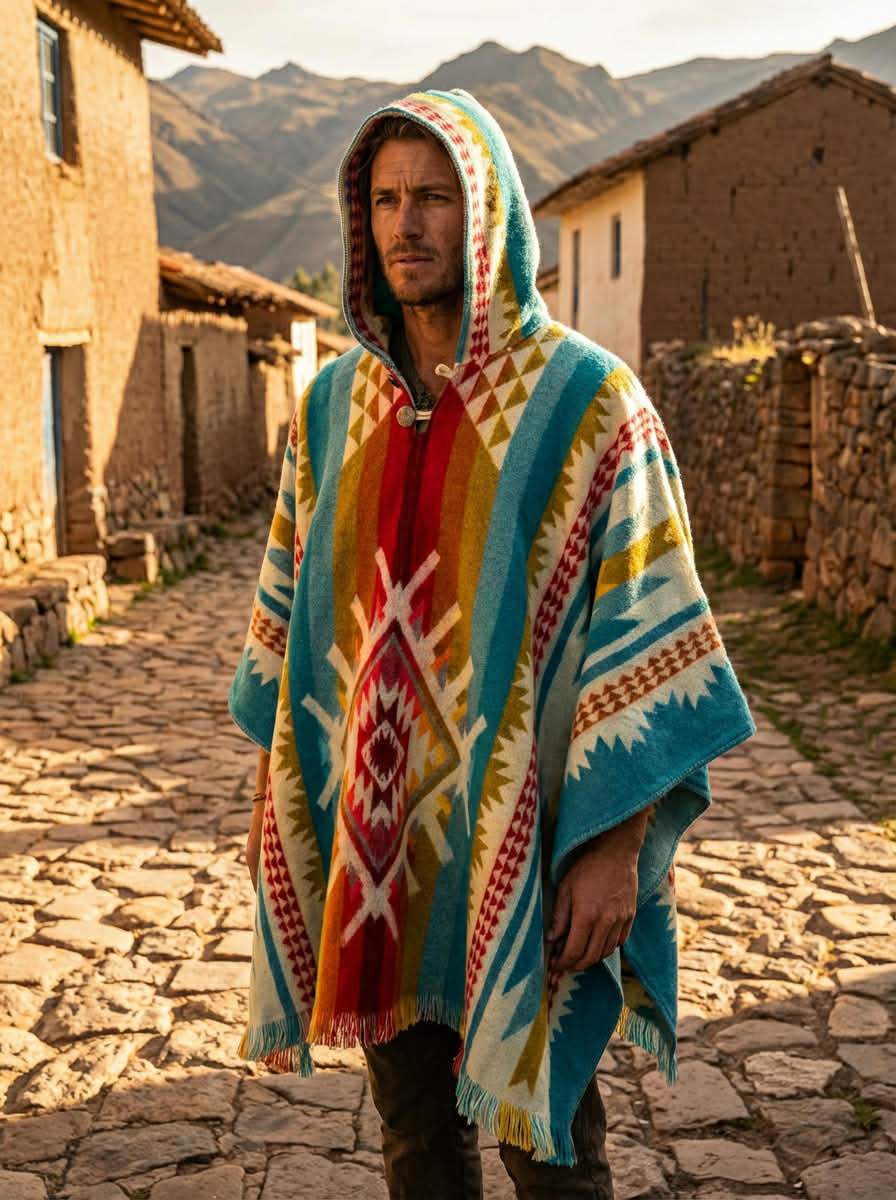 Geometric design poncho