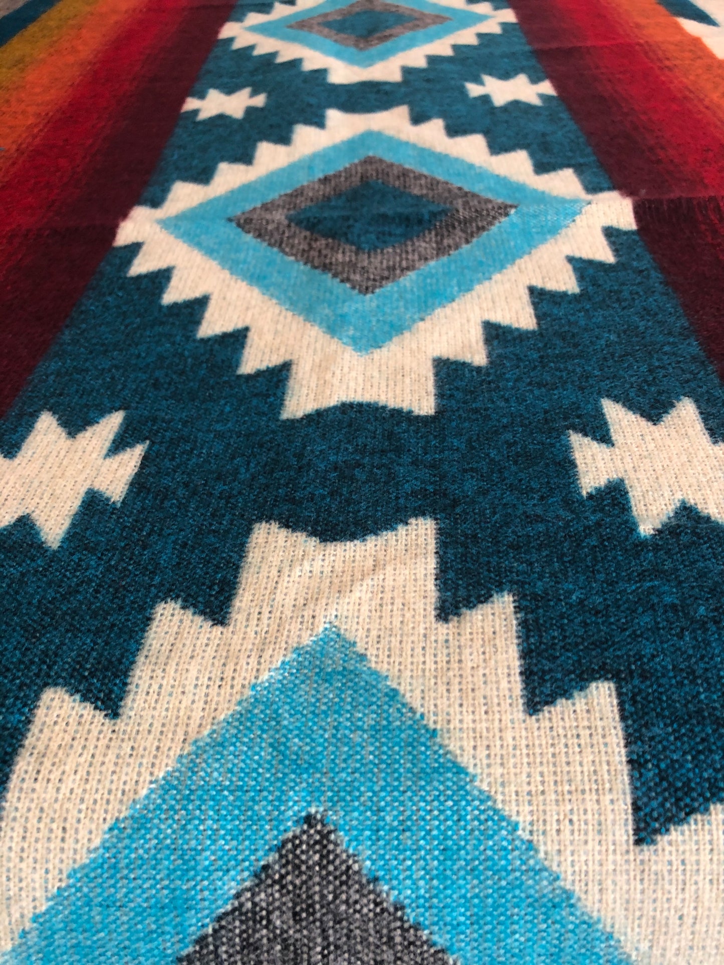 Alpaca Wool Blanket Turquoise & Rainbows