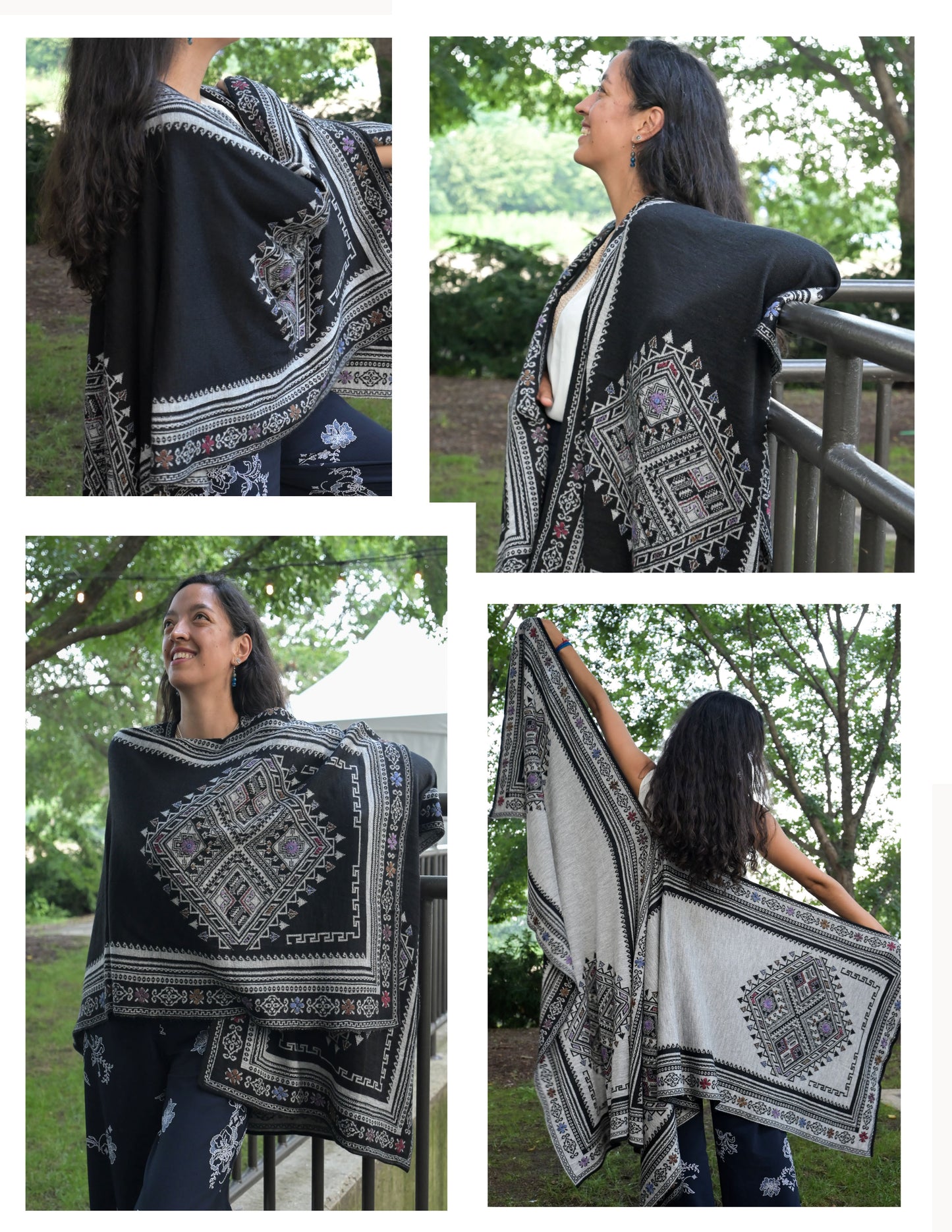100% Baby Alpaca Wrap with hand embroidered detailing B&G