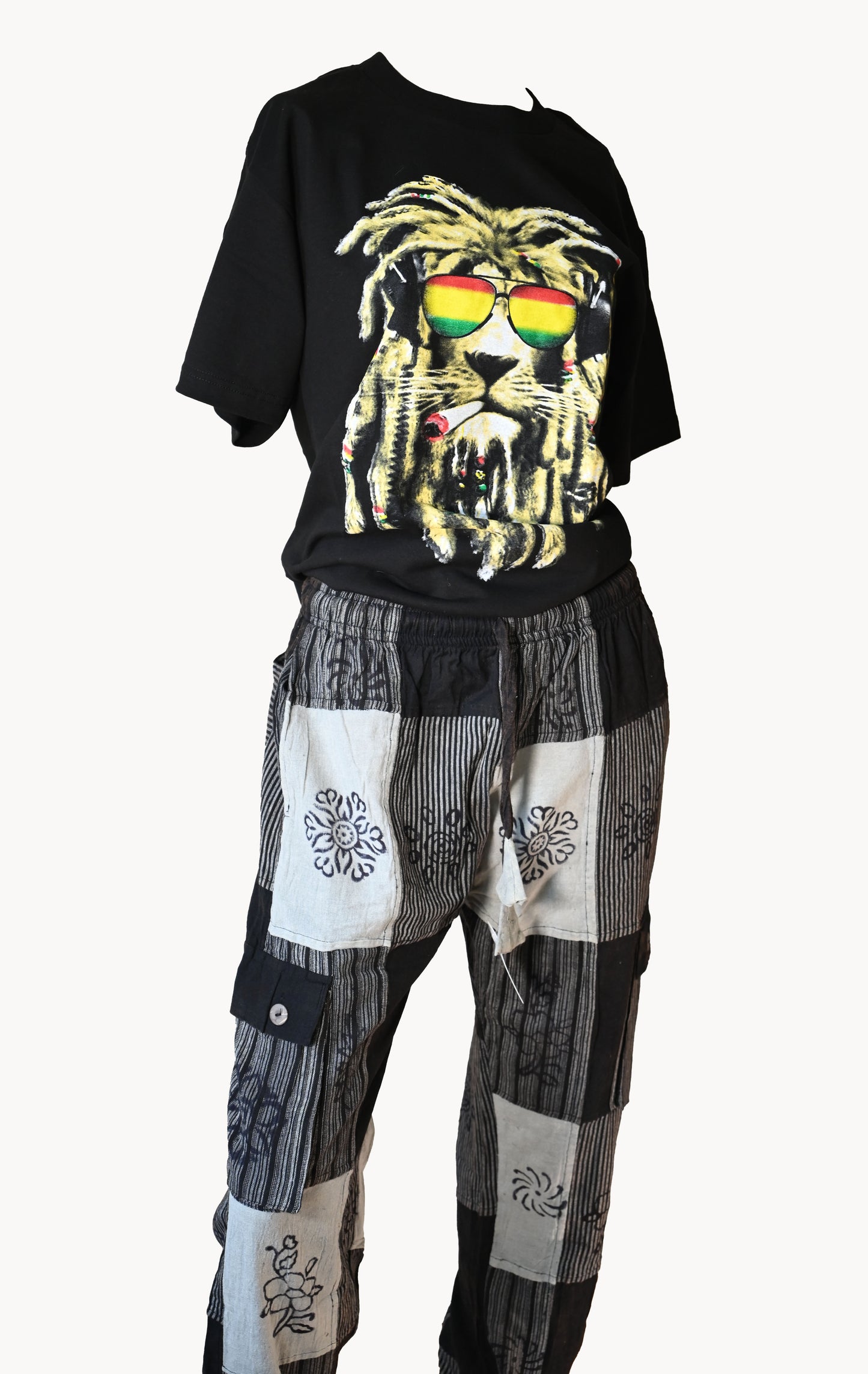 Patch work Pant B&W #