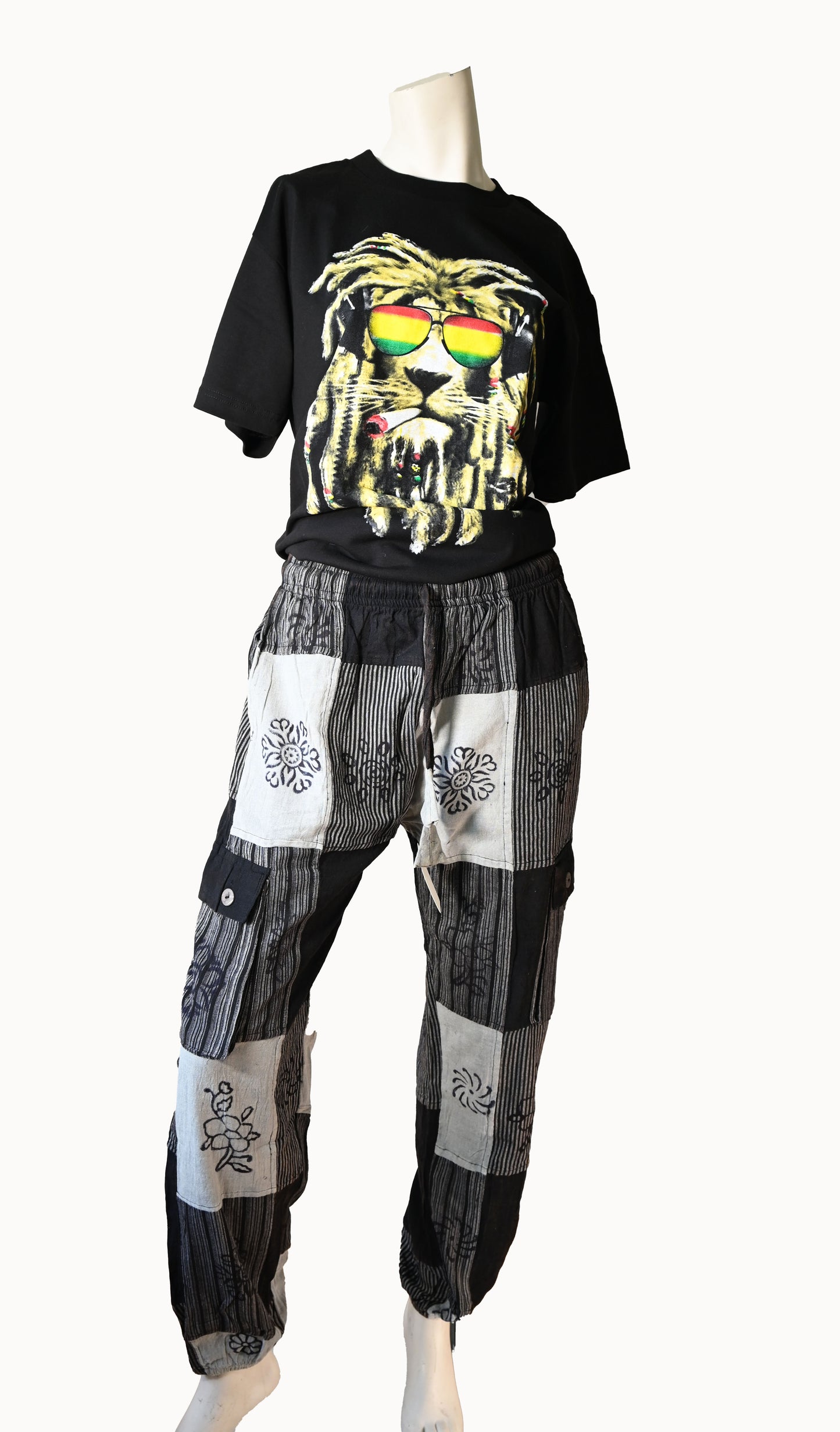 Patch work Pant B&W #