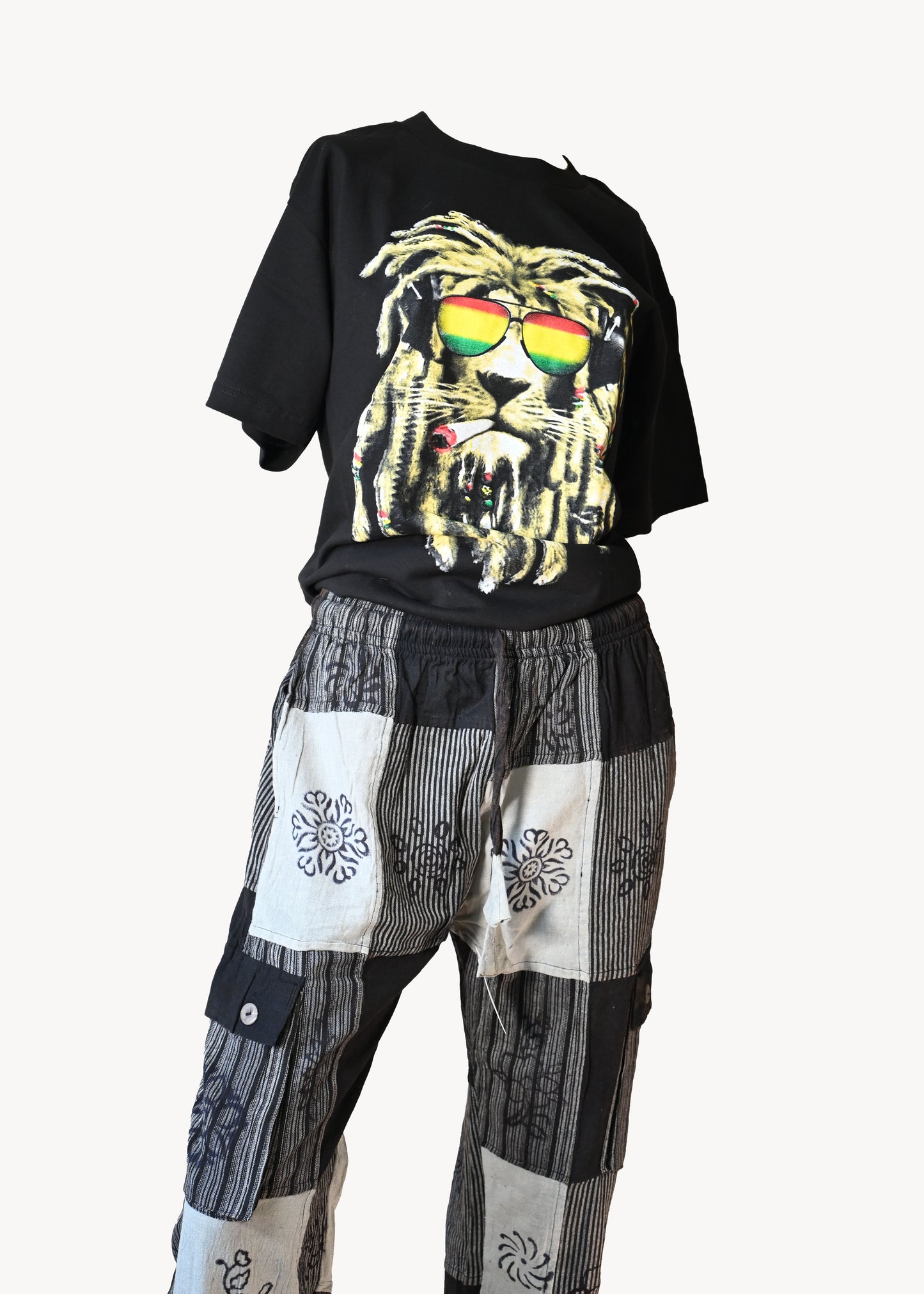 Patch work Pant B&W #