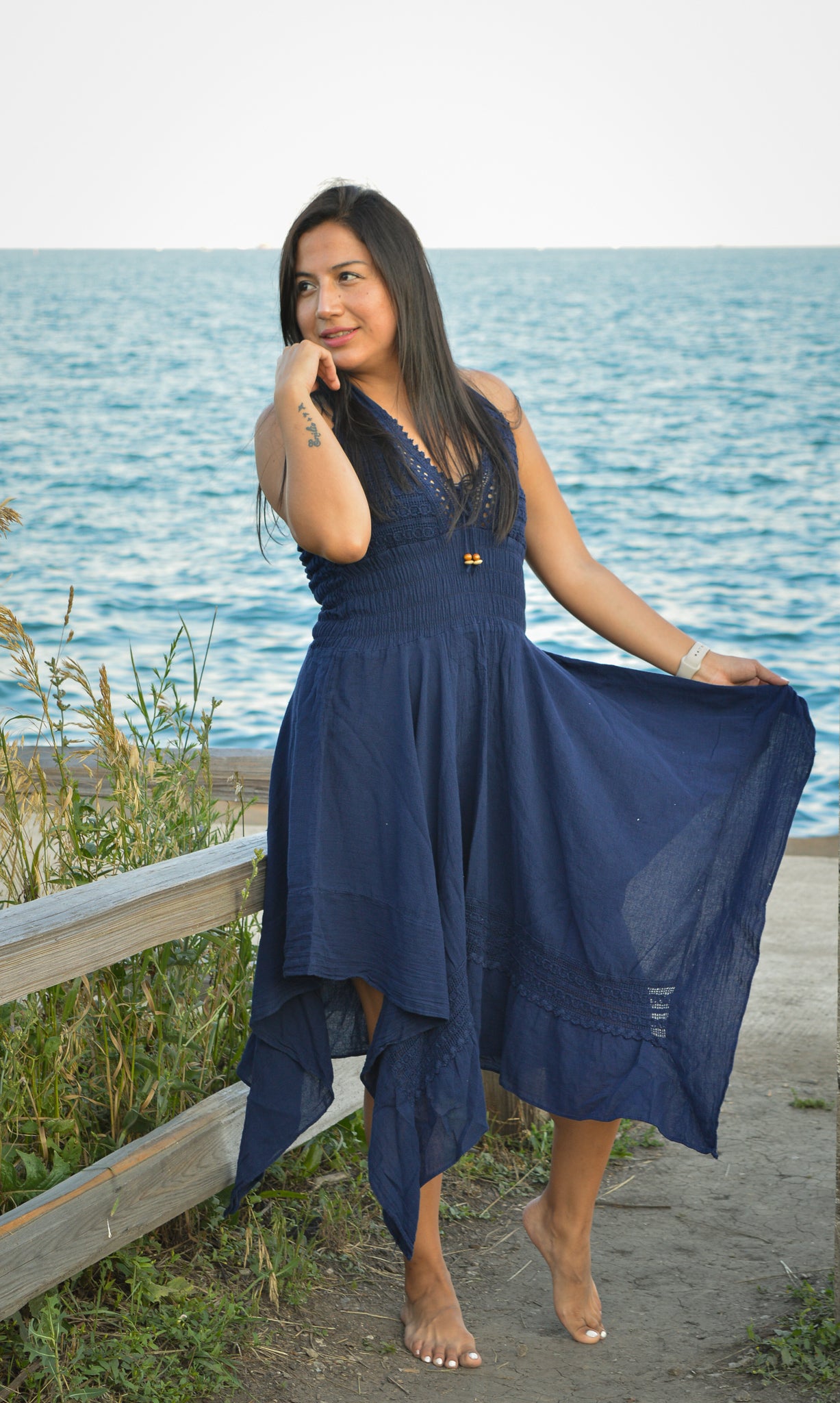 Pima Cotton Dress- Dark Blue