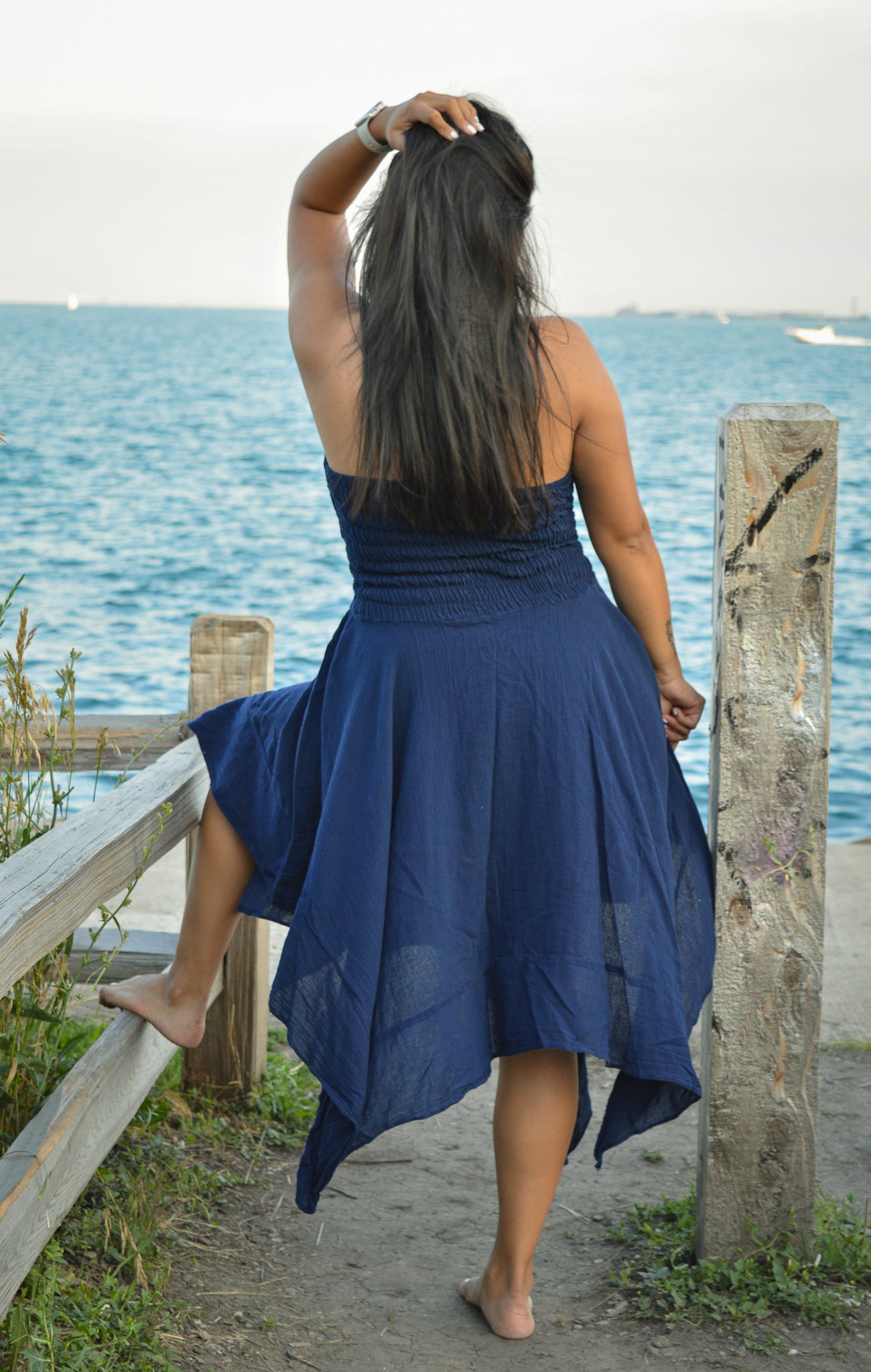 Pima Cotton Dress- Dark Blue