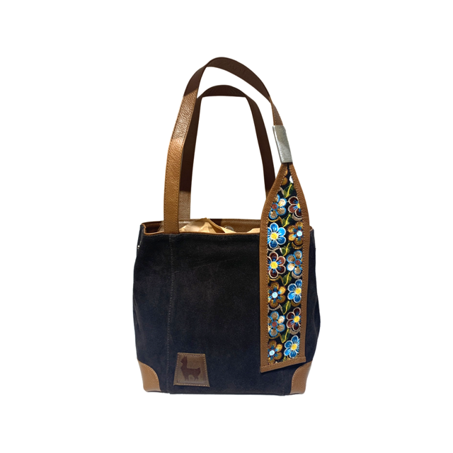 100% Leather Purse Black-Brown