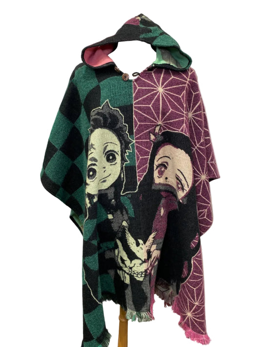 Green / purple Poncho