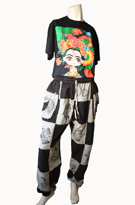 Patch work Pant B&W