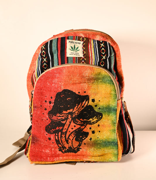 Hemp BackPack - tie dye  - Mashroom