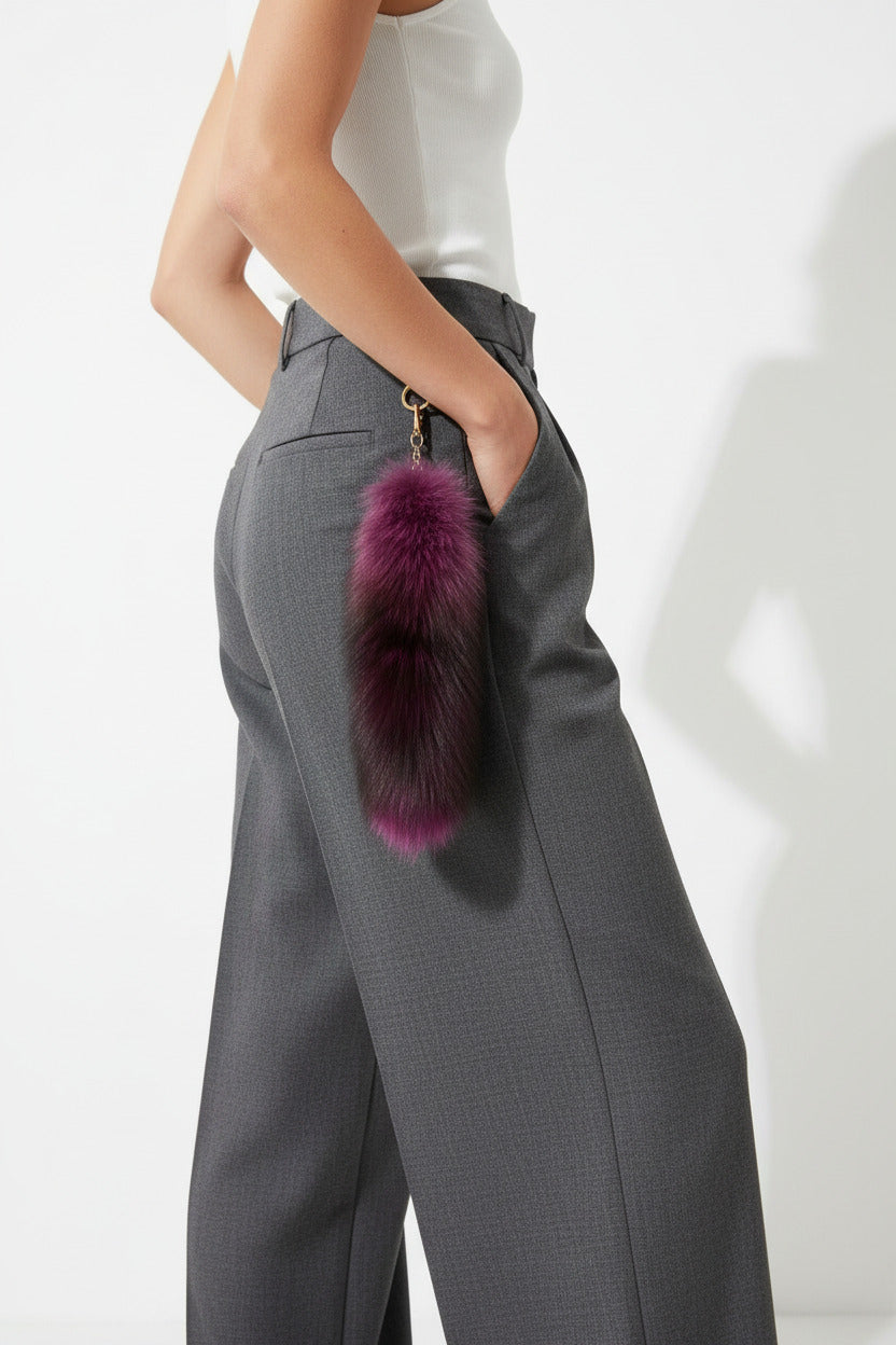 faux fur tail Purple
