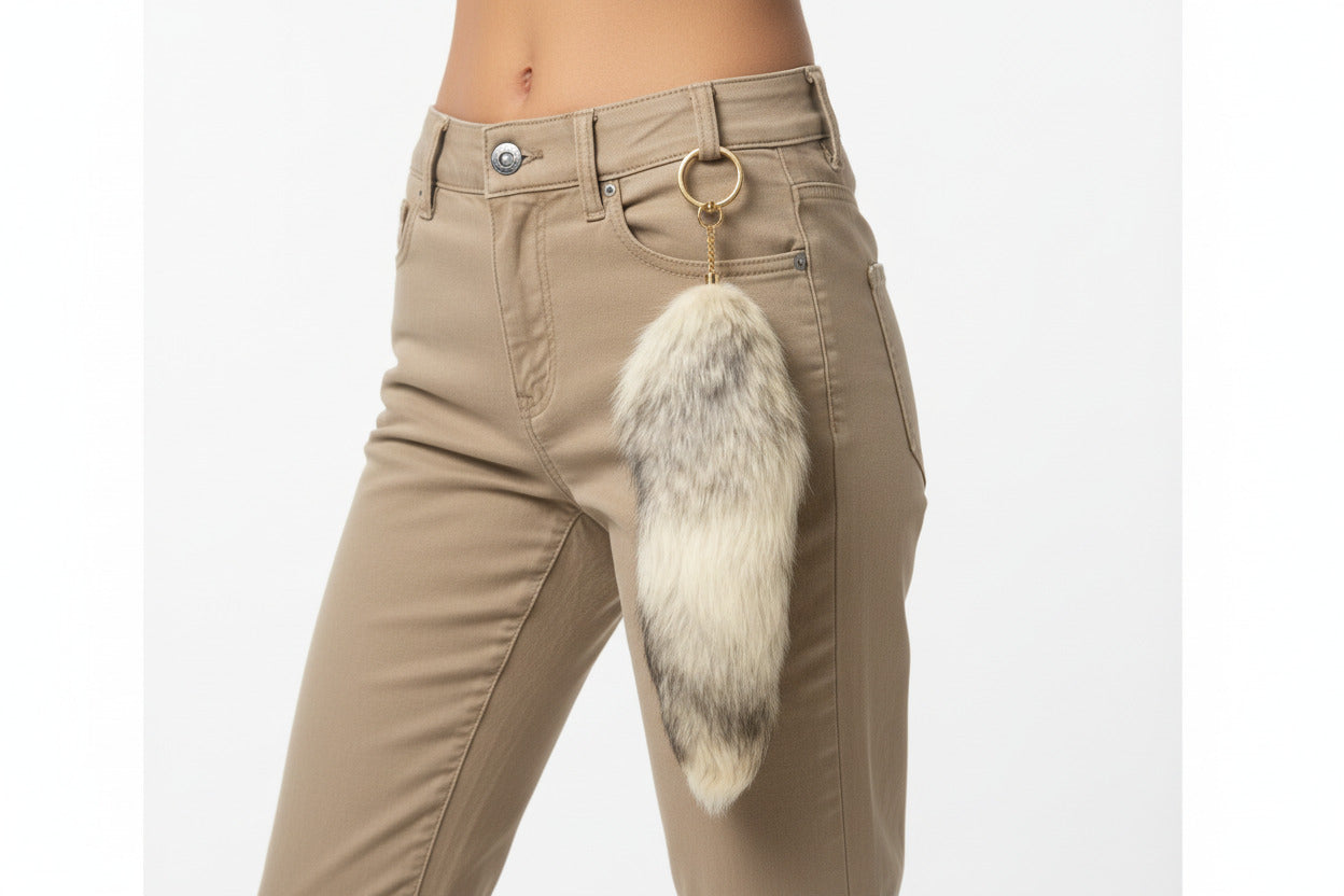 faux fur tail snow white / Grey