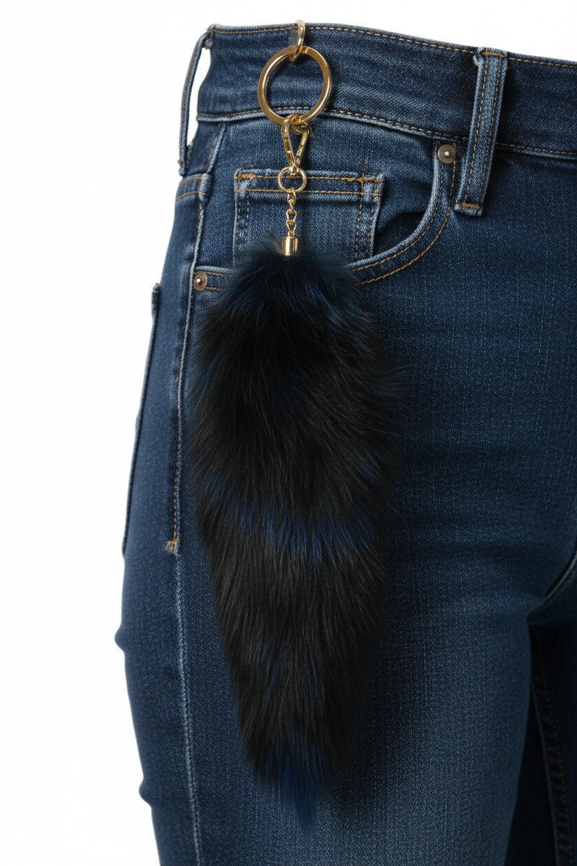 faux fur tail  Blue