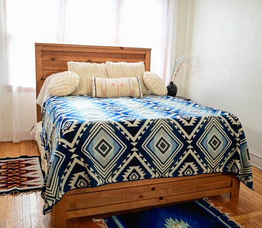 Alpaca Wool Blanket Blue Great Lakes Design