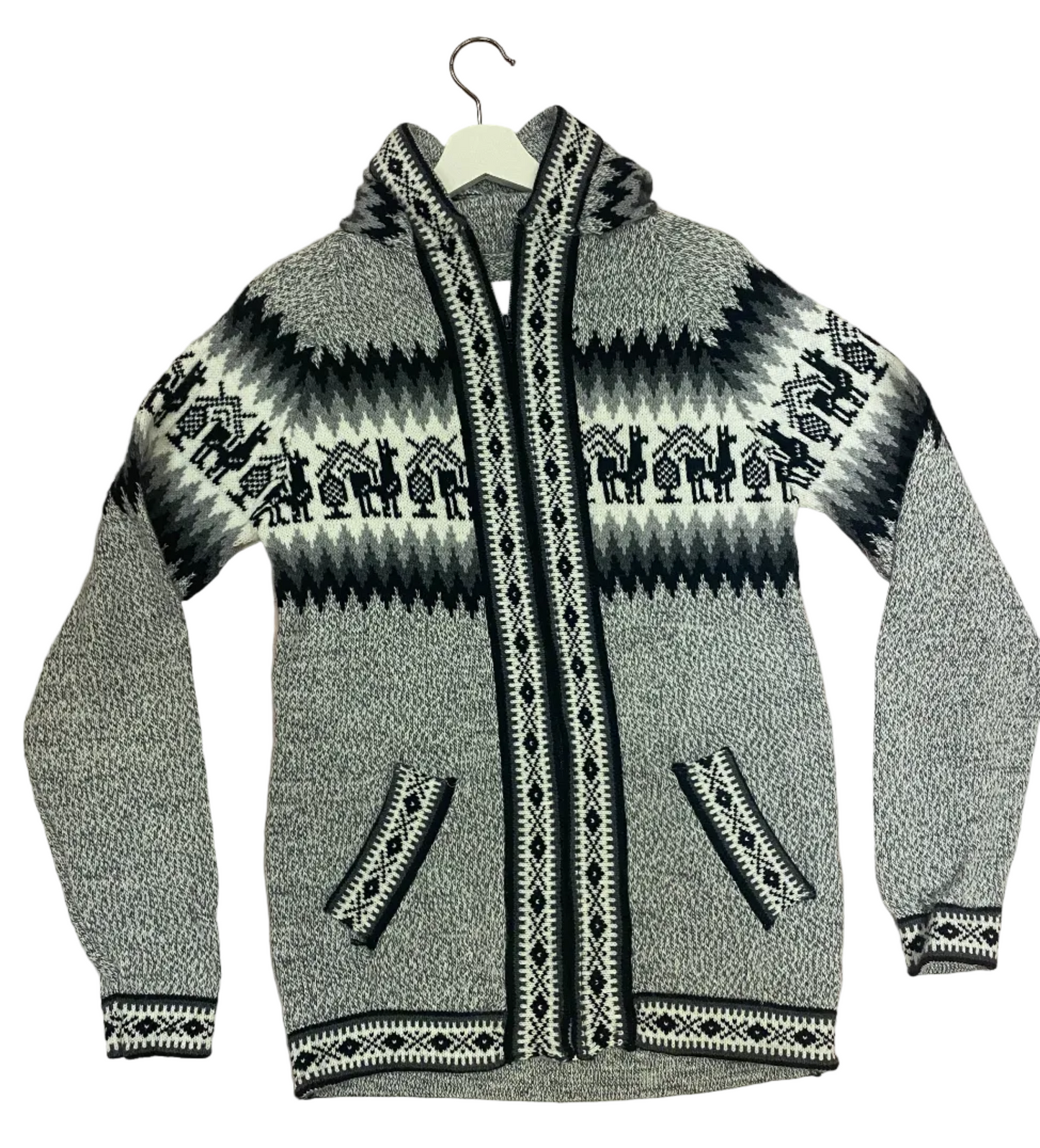 Zip up alpaca sweater Grey