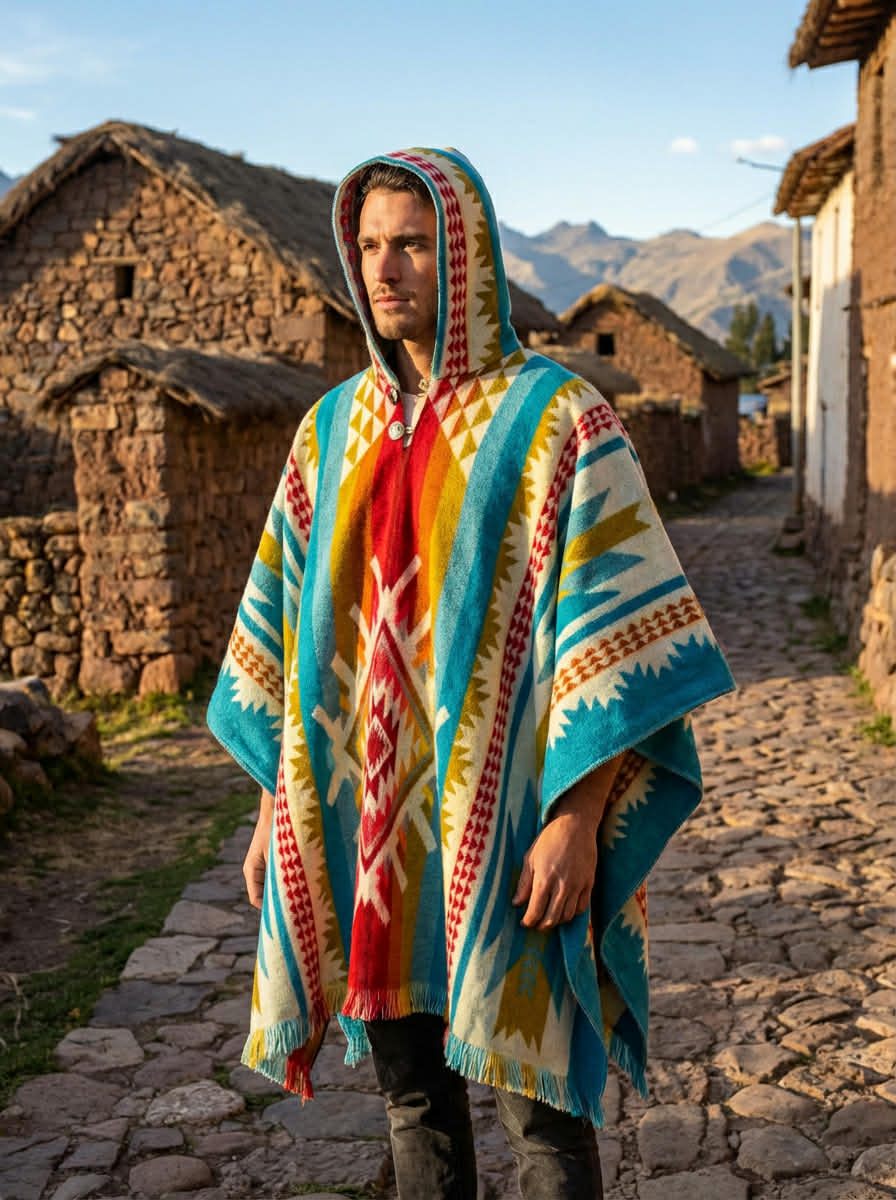 Geometric design poncho