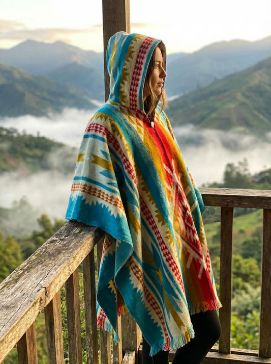 Geometric design poncho