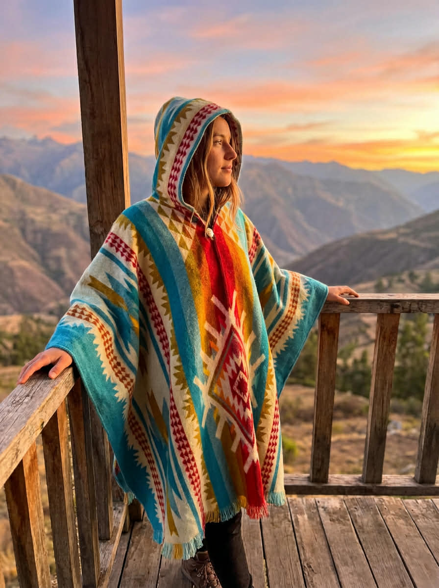 Geometric design poncho