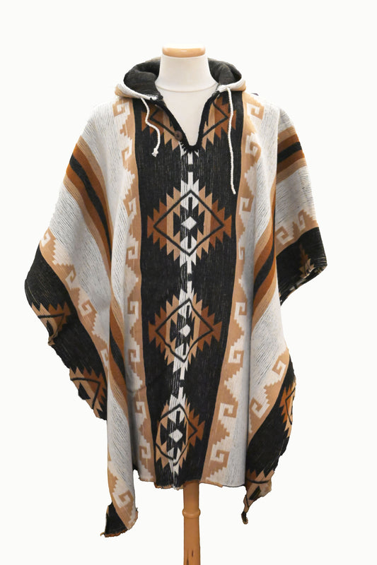 Geometric Poncho Brown