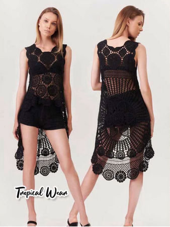 Crochet lace bathing suit cover up