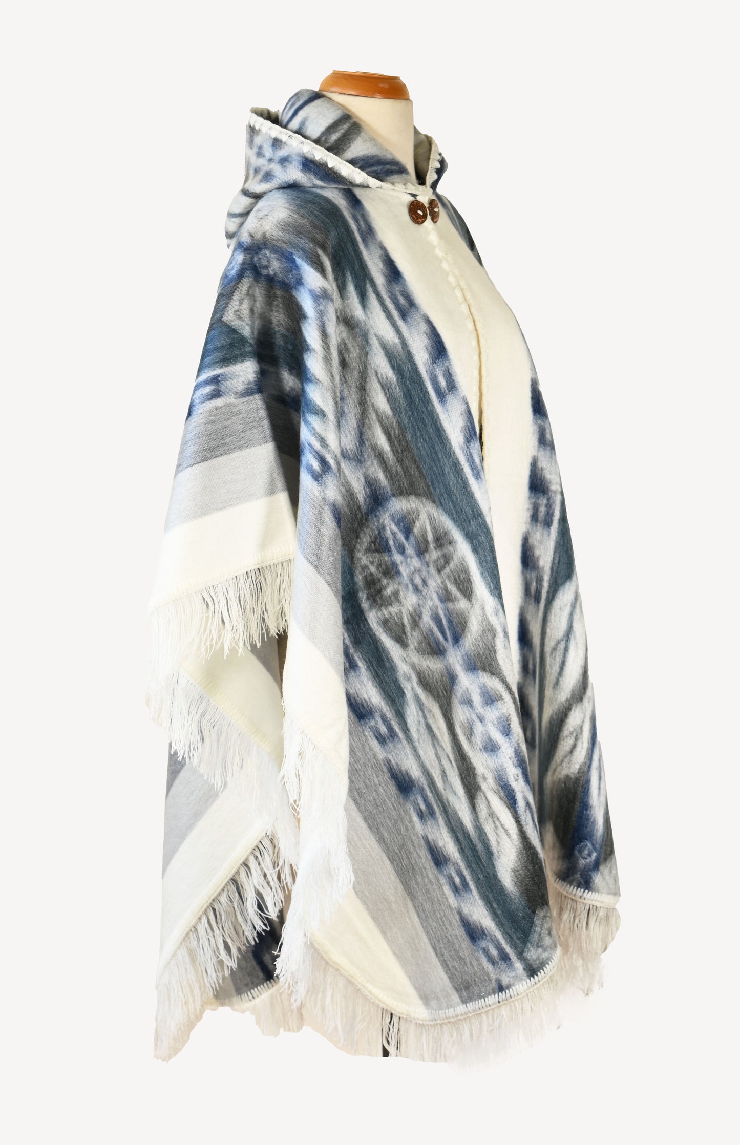 Neutral tones alpaca poncho Feather