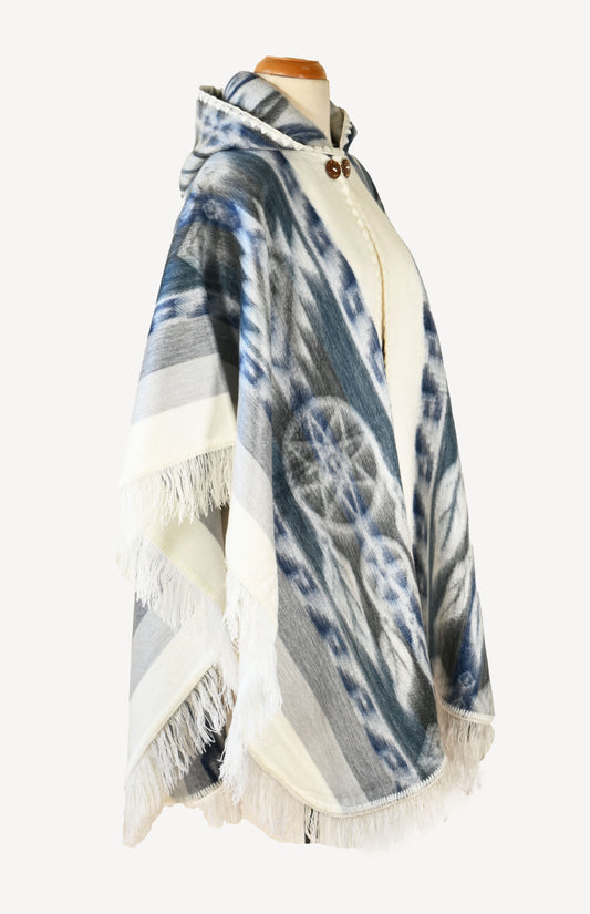 Neutral tones alpaca poncho Feather