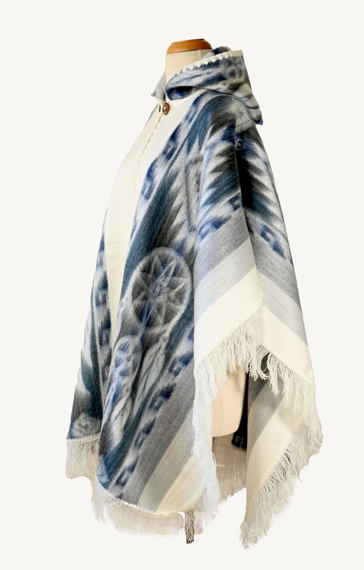 Neutral tones alpaca poncho Feather