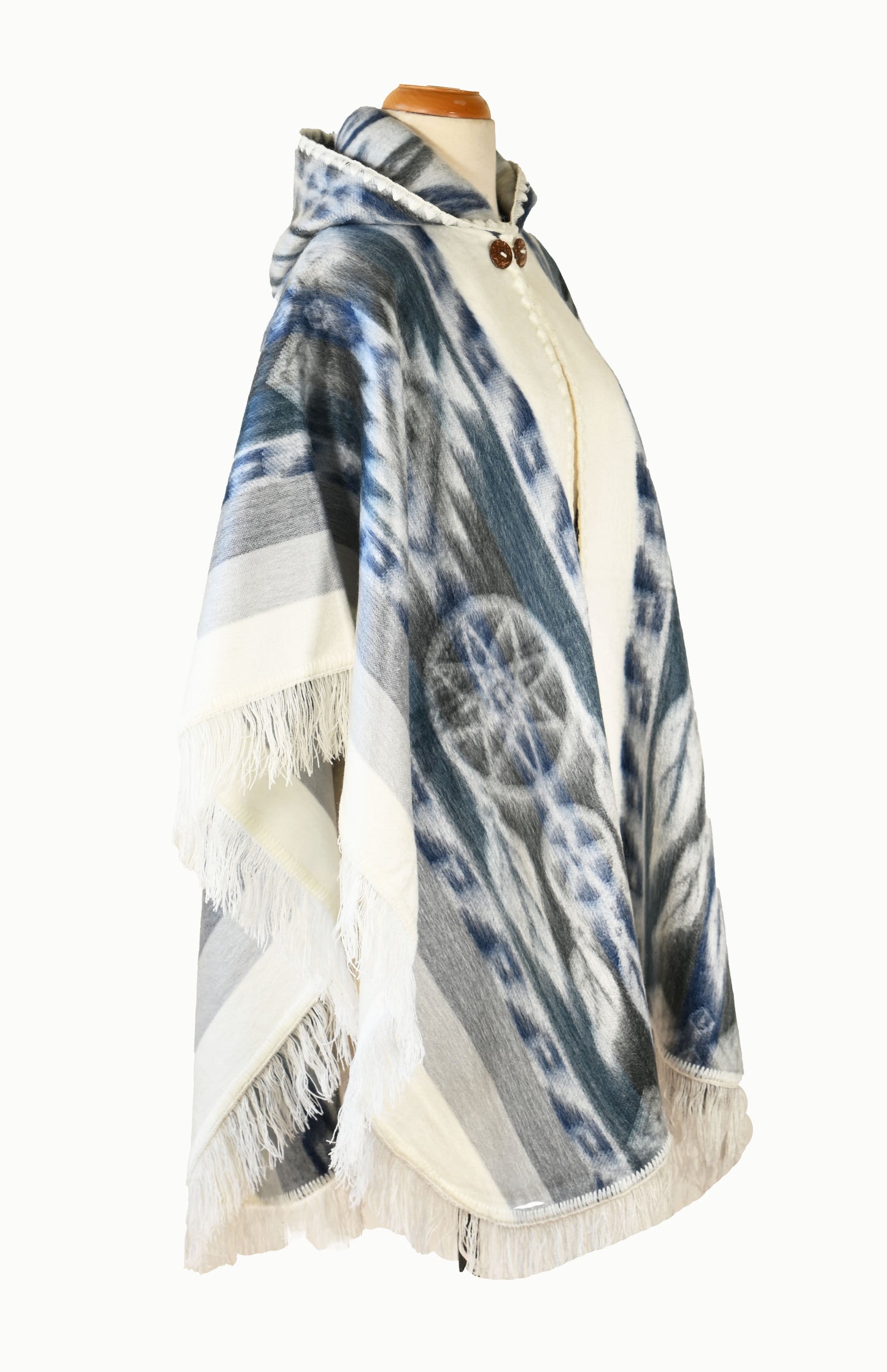 Neutral tones alpaca poncho Feather