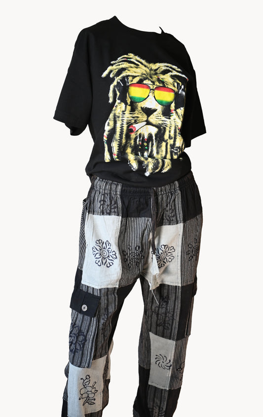 Patch work Pant B&W #