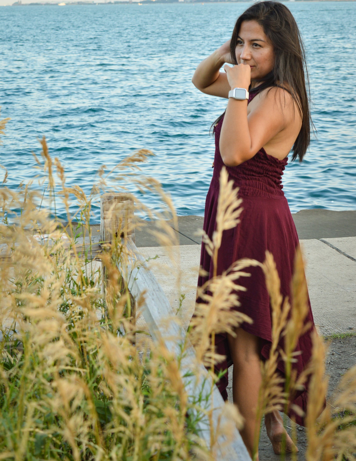 Pima Cotton Dress- Wine