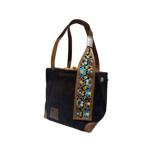 100% Leather Purse Black-Brown