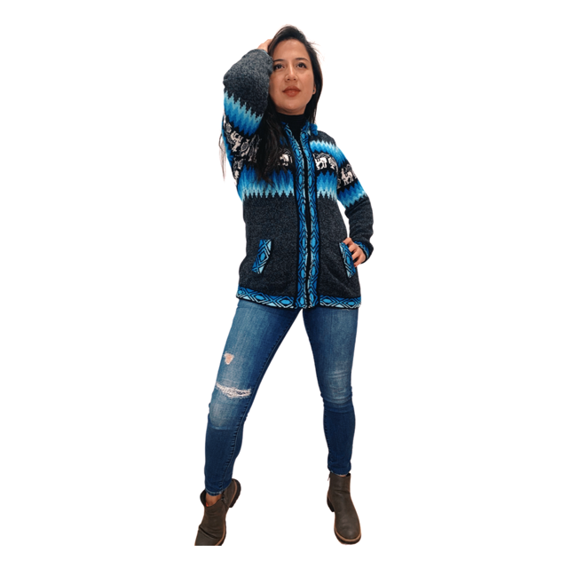 Alpaca Blend Zip Up Hooded Sweatshirt