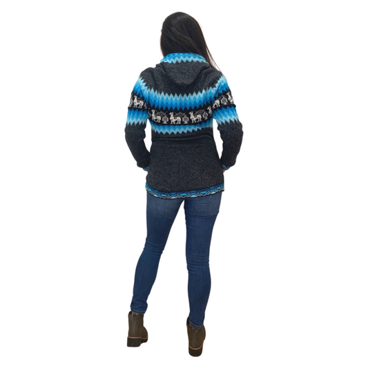 Alpaca Blend Zip Up Hooded Sweatshirt